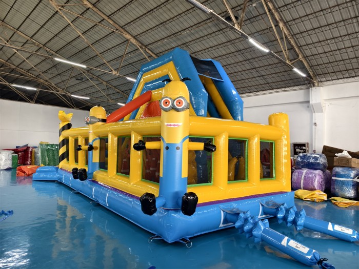 Надувная горка "Миньоны в лесу" 9*4*4,5 м