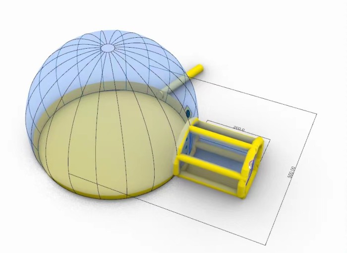 Надувная прозрачная палатка без надувного дна 7*5*4 м