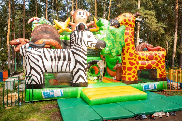 Надувная горка "Жираф и зебра" 8*7*6,3 м