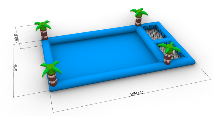Надувной квадратный бассейн с подиумом (Китай) 8,5*5*1,6 М