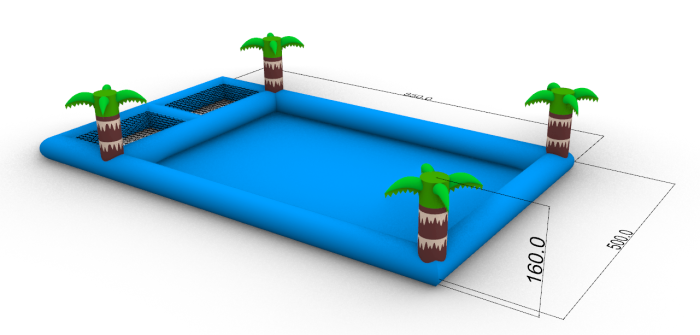 Надувной квадратный бассейн с подиумом (Китай) 8,5*5*1,6 М