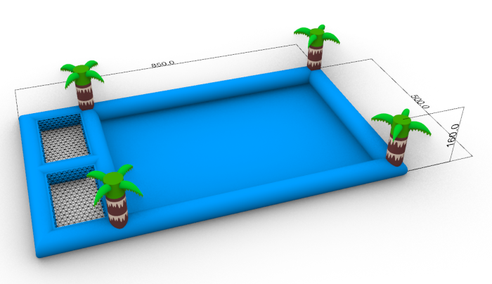 Надувной квадратный бассейн с подиумом (Китай) 8,5*5*1,6 М