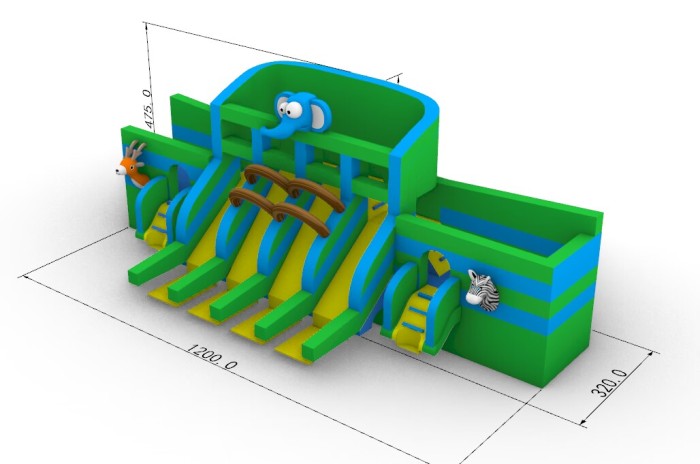 Надувной аквапарк "Пристань Тропики большая" 28*15*8,6 м