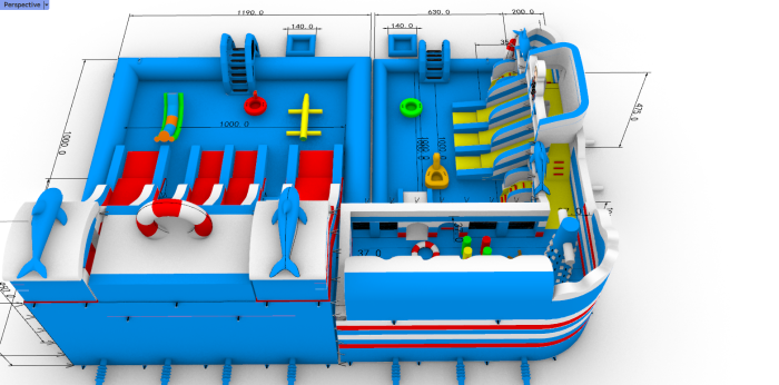 Надувной аквапарк "Пристань" 20*15*8,5 м