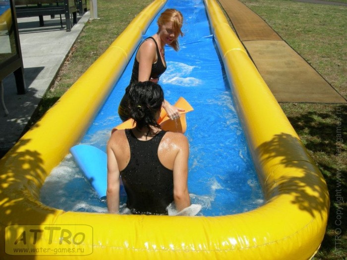 Надувная водная горка "Турбо" герметичная 2 полосы