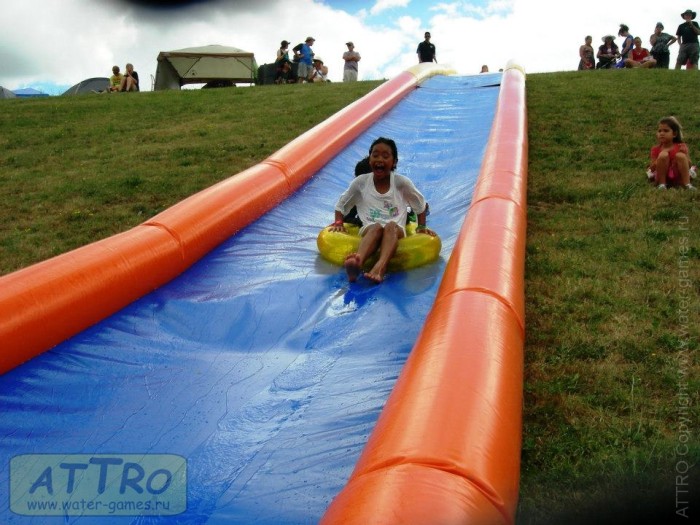 Надувная водная горка "Турбо" герметичная 2 полосы