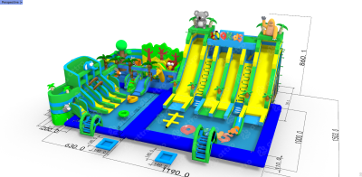 Надувной аквапарк «Пристань Тропики» OKIDS 20*15*8,6 м 