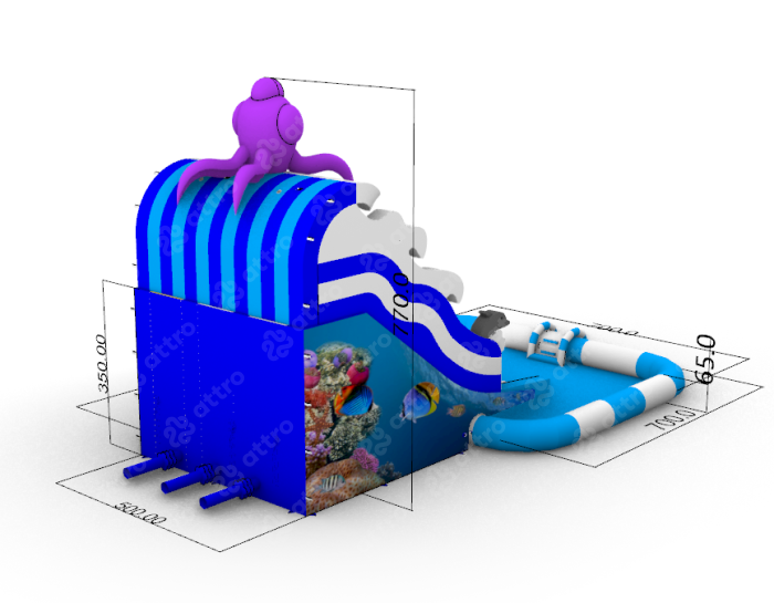 Надувной аквапарк "Осьминог на волнах" 13*7*8 м
