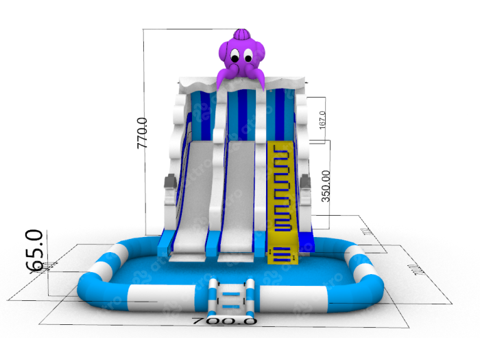 Надувной аквапарк "Осьминог на волнах" 13*7*8 м