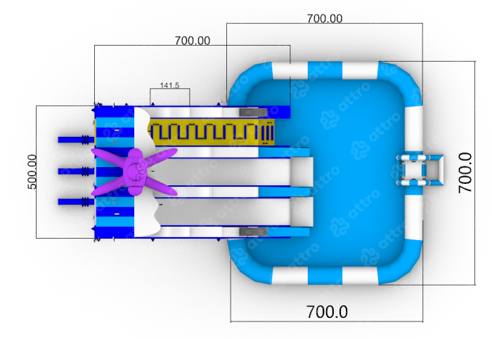 Надувной аквапарк "Осьминог на волнах" 13*7*8 м