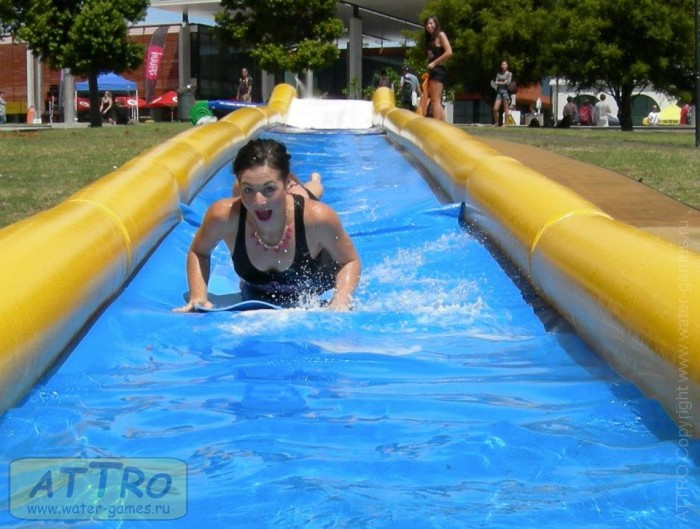 Надувная водная горка "Турбо" герметичная 3 полосы