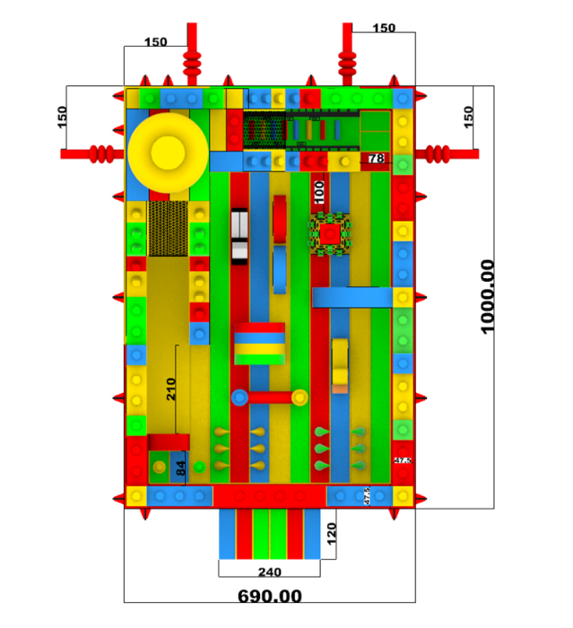 Надувной батут "Конструктор" 10*7*7,5 м