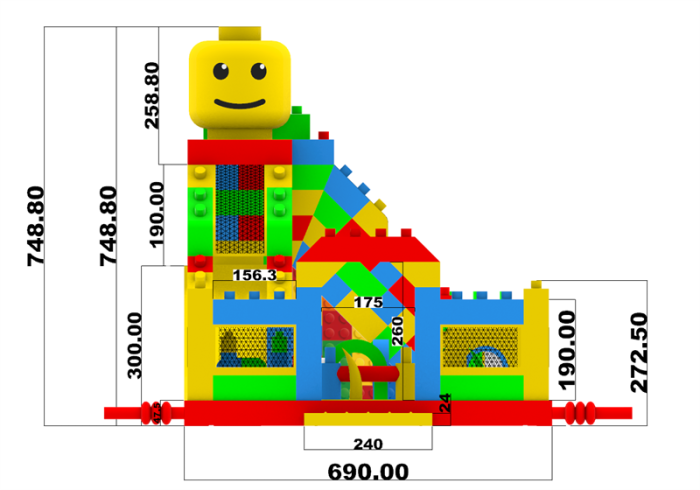 Надувной батут "Конструктор" 10*7*7,5 м