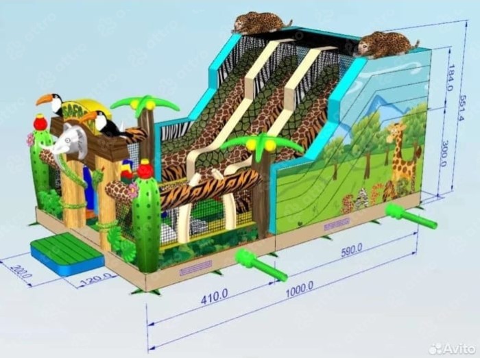 Надувная горка "Сафари" 10*6*4,15 м Б/У 