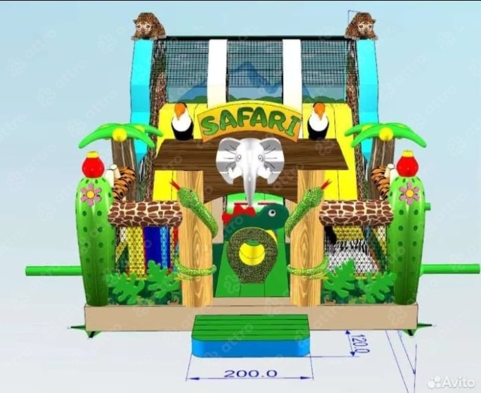 Надувная горка "Сафари" 10*6*4,15 м Б/У 