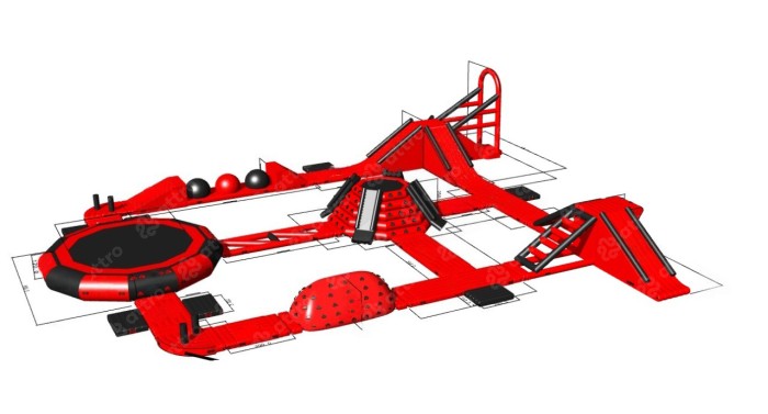 Надувной аквапарк "ATTRO-Red" 30*30*5.5 м