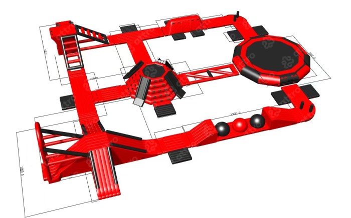 Надувной аквапарк "ATTRO-Red" 30*30*5.5 м 