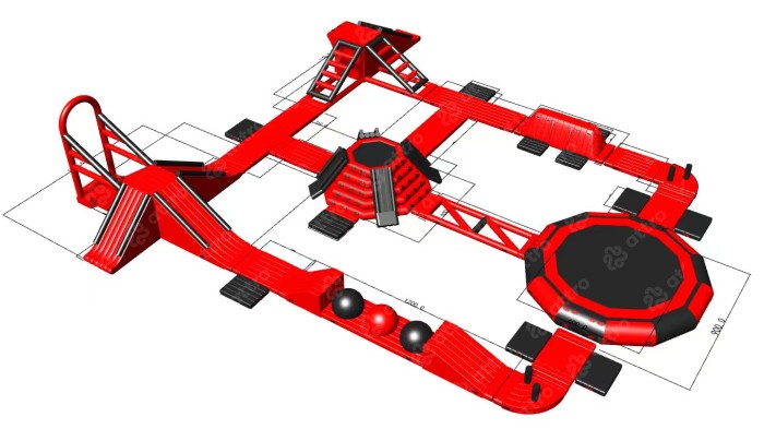 Надувной аквапарк "ATTRO-Red" 30*30*5.5 м 