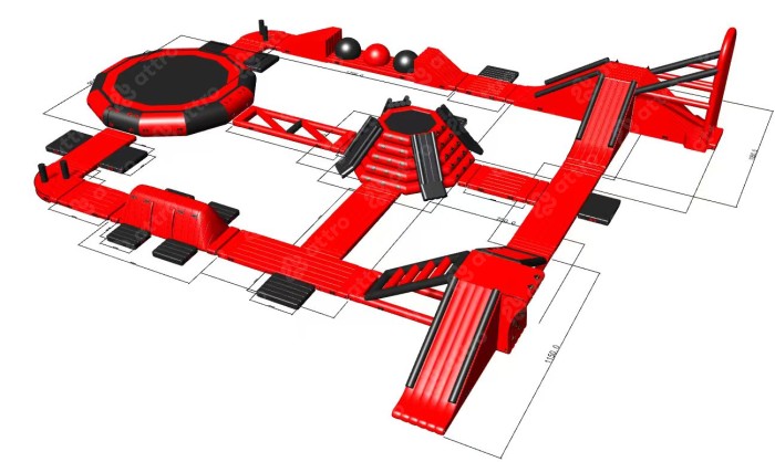 Надувной аквапарк "ATTRO-Red" 30*30*5.5 м 
