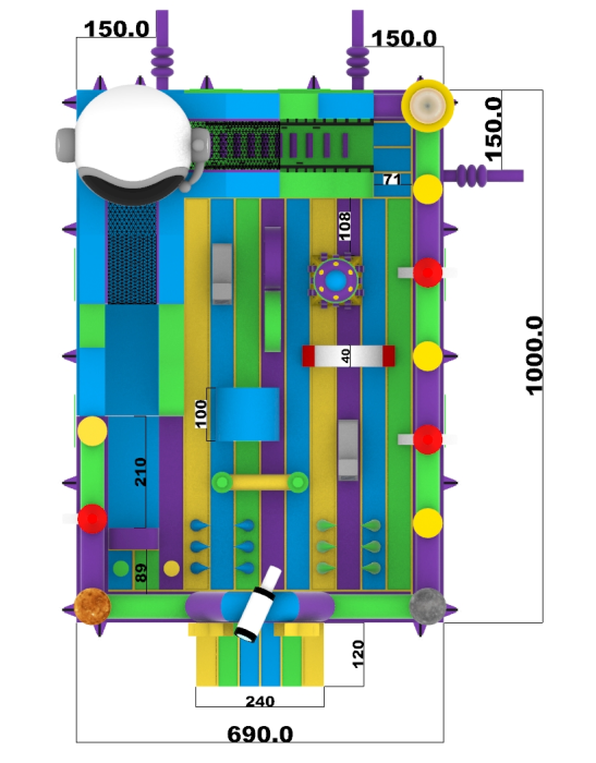 Надувной батут "Космос" 10*7*7 м