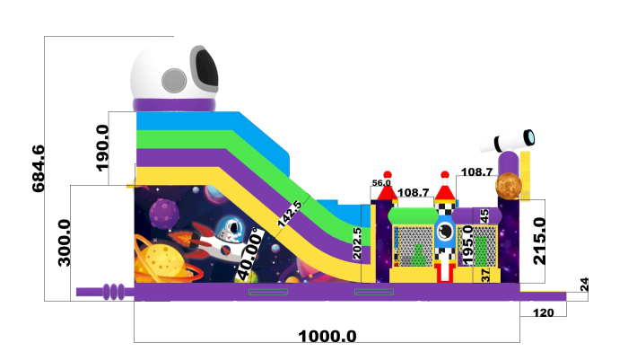 Надувной батут "Космос" 10*7*7 м