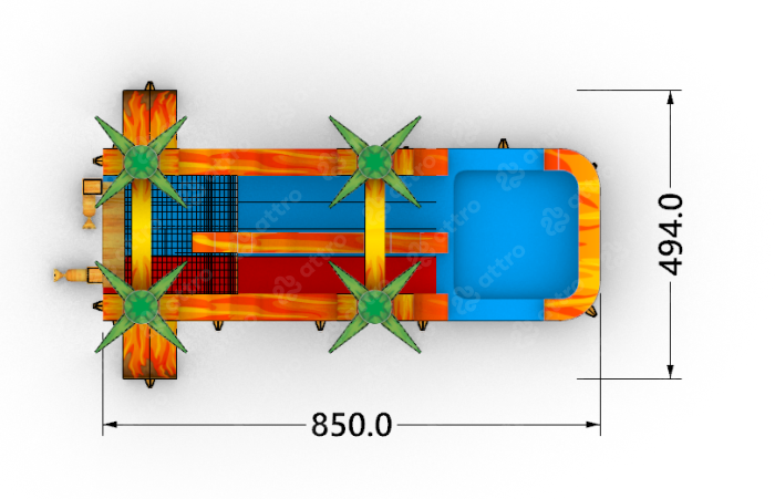 Надувная водная горка "Зов Джунглей" 8,5*5*4,5 м