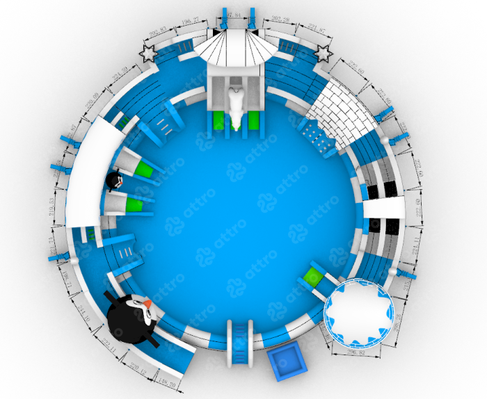 Надувной аквапарк "Северный полюс" 21*21*6 м