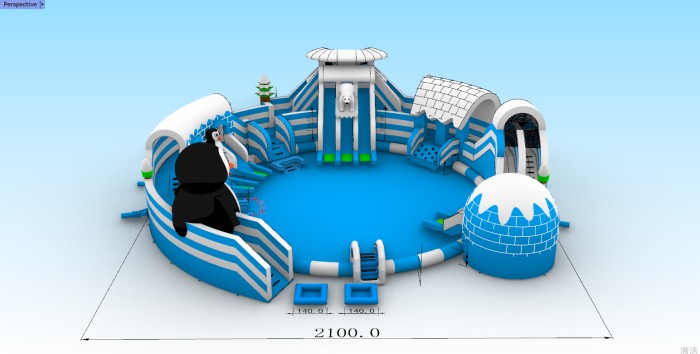 Надувной аквапарк "Северный полюс" 21*21*6 м