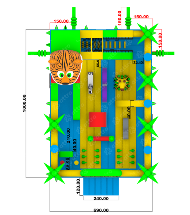 Надувной батут "Джуманджи" 10*7*7 м