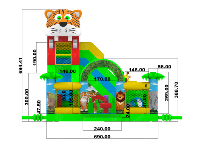 Надувной батут "Джуманджи" 10*7*7 м
