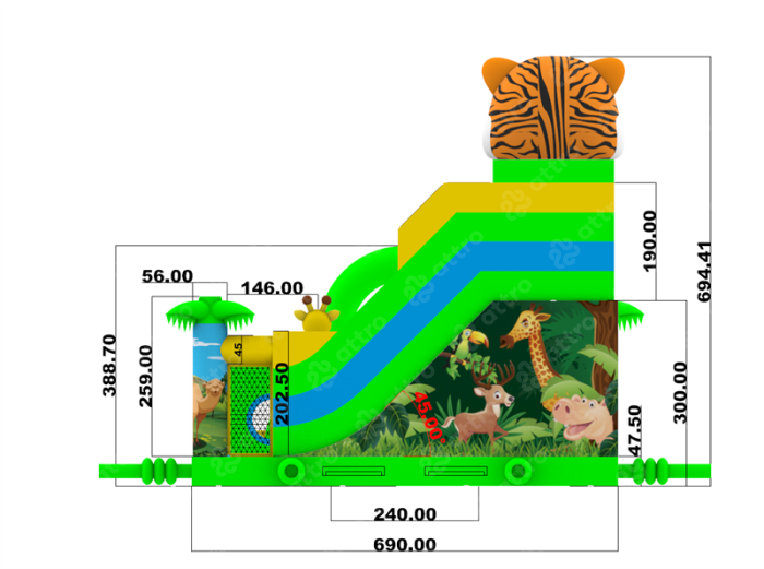 Надувной батут "Джуманджи" 10*7*7 м