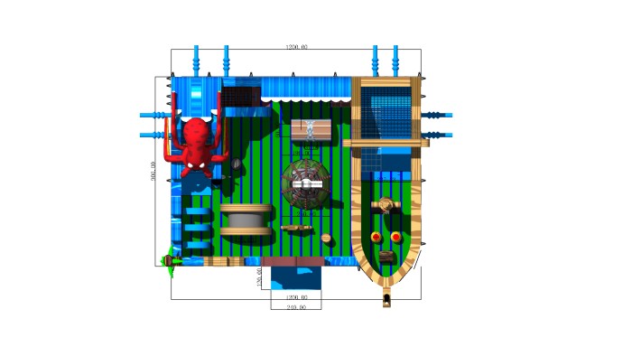 Надувная горка "Пираты" 12*9*4,2 м
