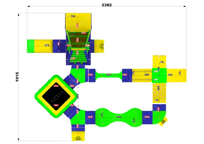 Надувной аквапарк «Спорт парк 35» 24*19*2,8 м 