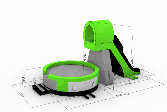 Надувная вышка с подушкой "Прыжок с высоты" 12*6*7 м