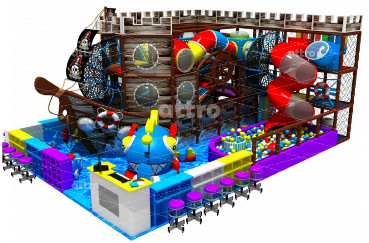 Детский игровой лабиринт «Пиратский корабль» с сухим бассейном