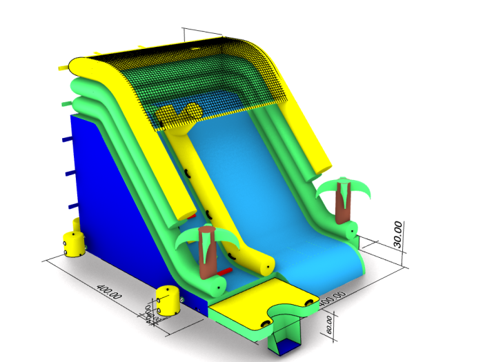 Надувная водная горка герметичная 4*4*4 м