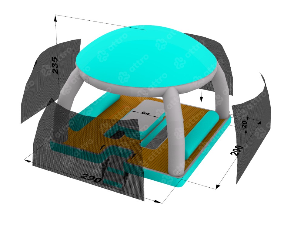 Надувная палатка на воду  2,9*2,9*2,4 м