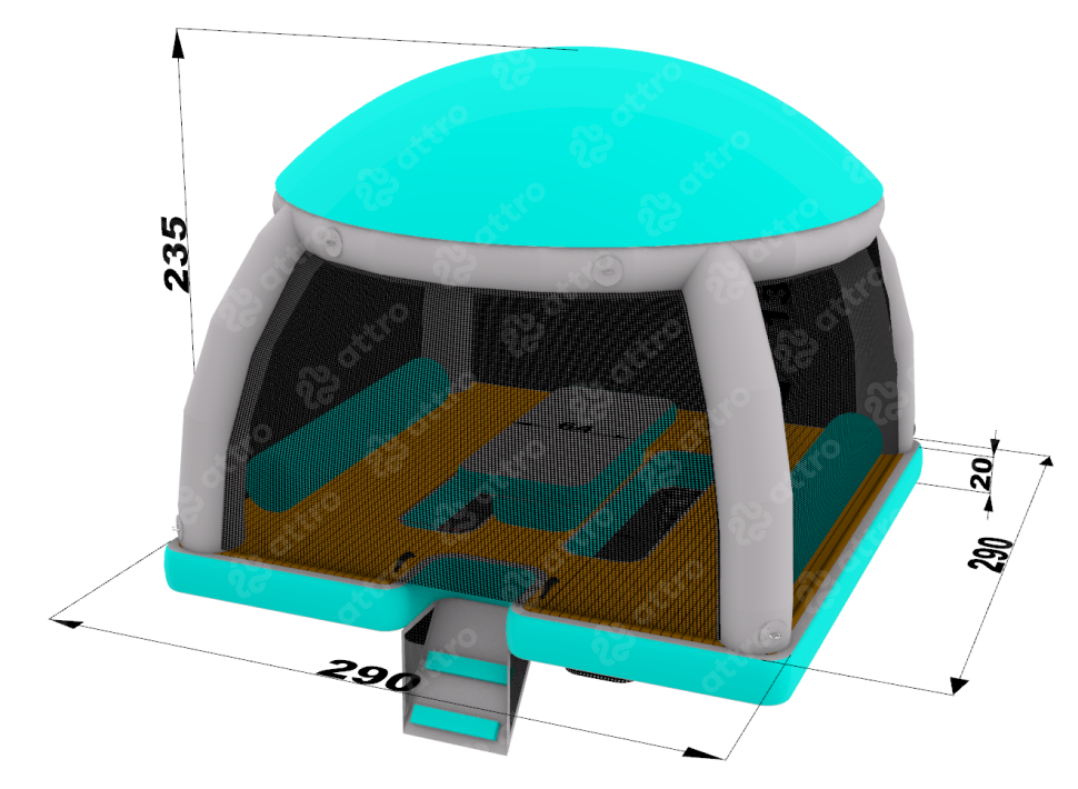 Надувная палатка на воду  2,9*2,9*2,4 м