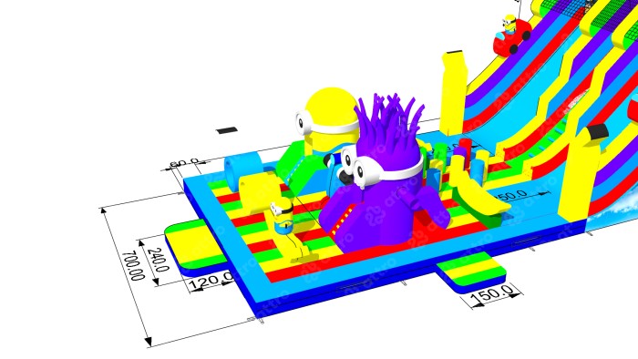 Надувной батут "Миньоны" 16*7*8,5 м
