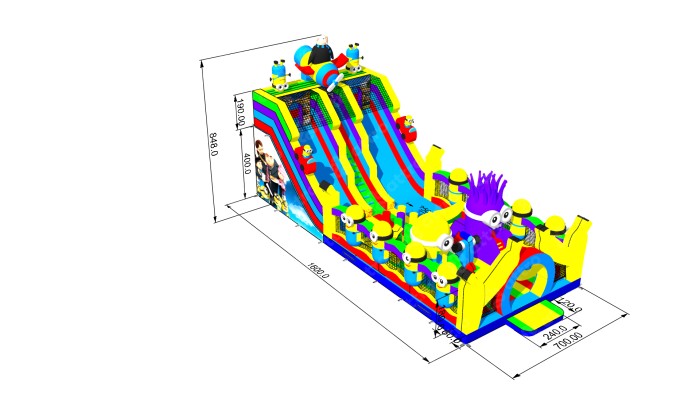 Надувной батут "Миньоны" 16*7*8,5 м