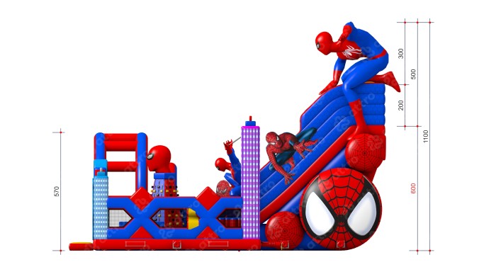 Надувная горка "Спайдермен" 16*14*11 м