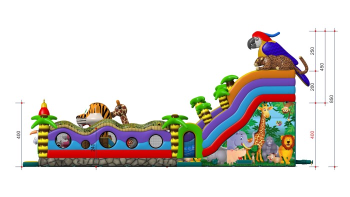 Надувной батут "Джунгли" 16*7*9 м