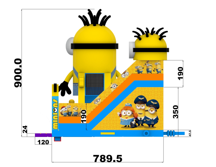 Надувная горка "Эра миньонов" 14*8*9