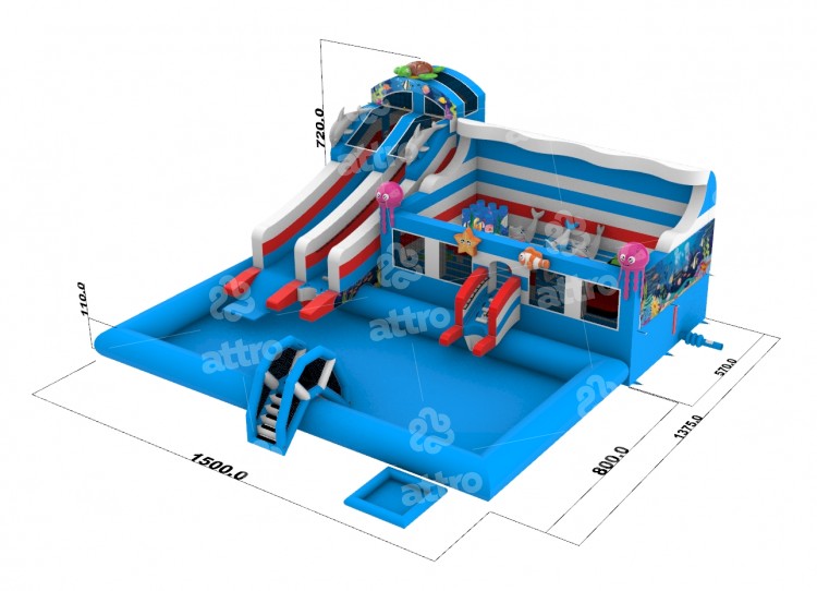 Надувной аквапарк "Океанариум" 15*13,8*7,2 м