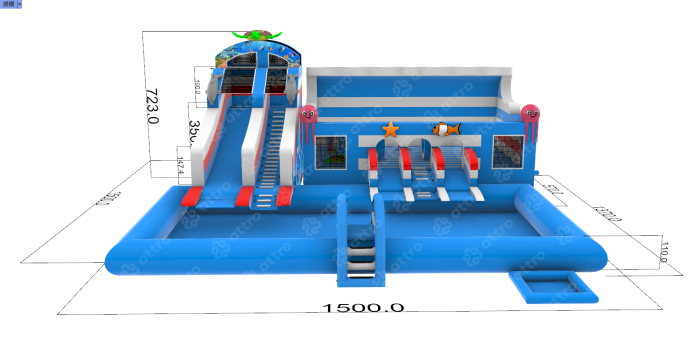 Надувной аквапарк "Океанариум" 15*15*7,2 м
