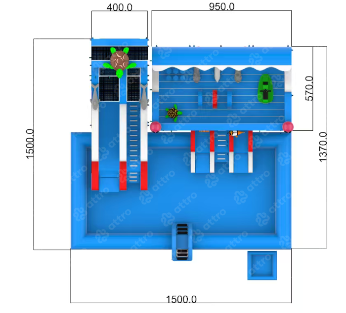 Надувной аквапарк "Океанариум" 15*15*7,2 м