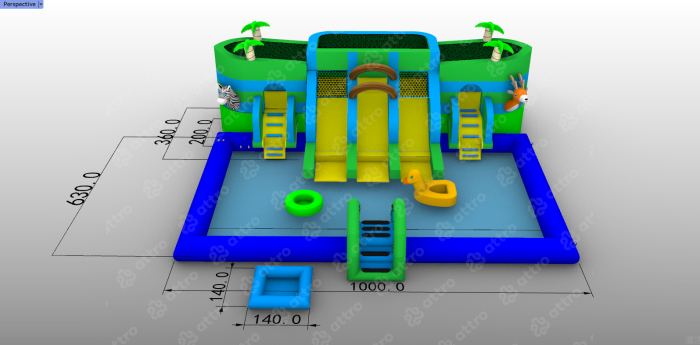 Надувной аквапарк "На волне" 10*8,3*3,2 м