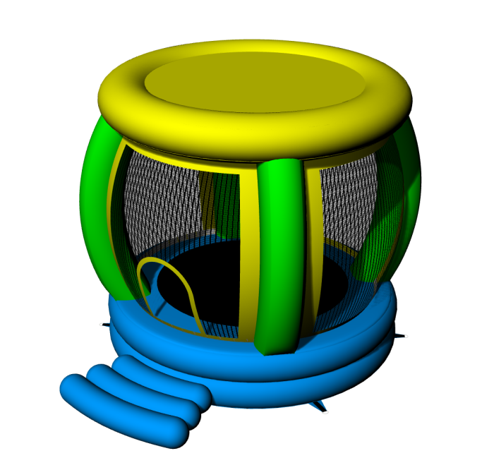 Надувной спортивный батут с сеткой 4*3*2,9 м