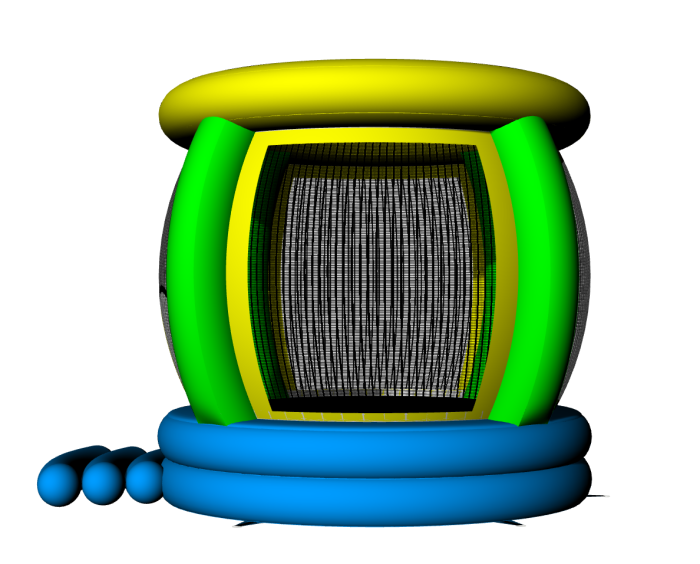 Надувной спортивный батут с сеткой 4*3*2,9 м