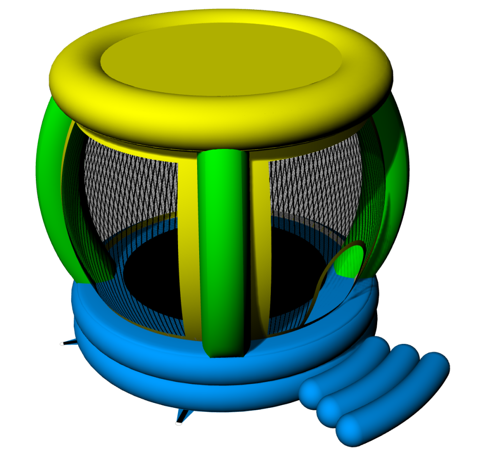 Надувной спортивный батут с сеткой 4*3*2,9 м